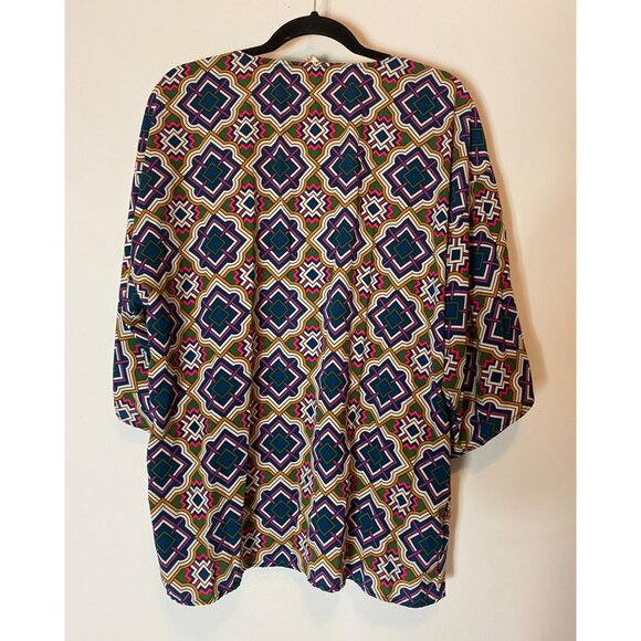 Francesca Multicolored Geometric Pattern Open Kimono Cardigan Small - Picture 2 of 10